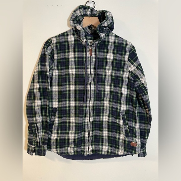 L.L. Bean Tops - L.L. Bean Flannel Hoodie Scotch TartanPlaid Relaxed Fit Full Zip Size Small